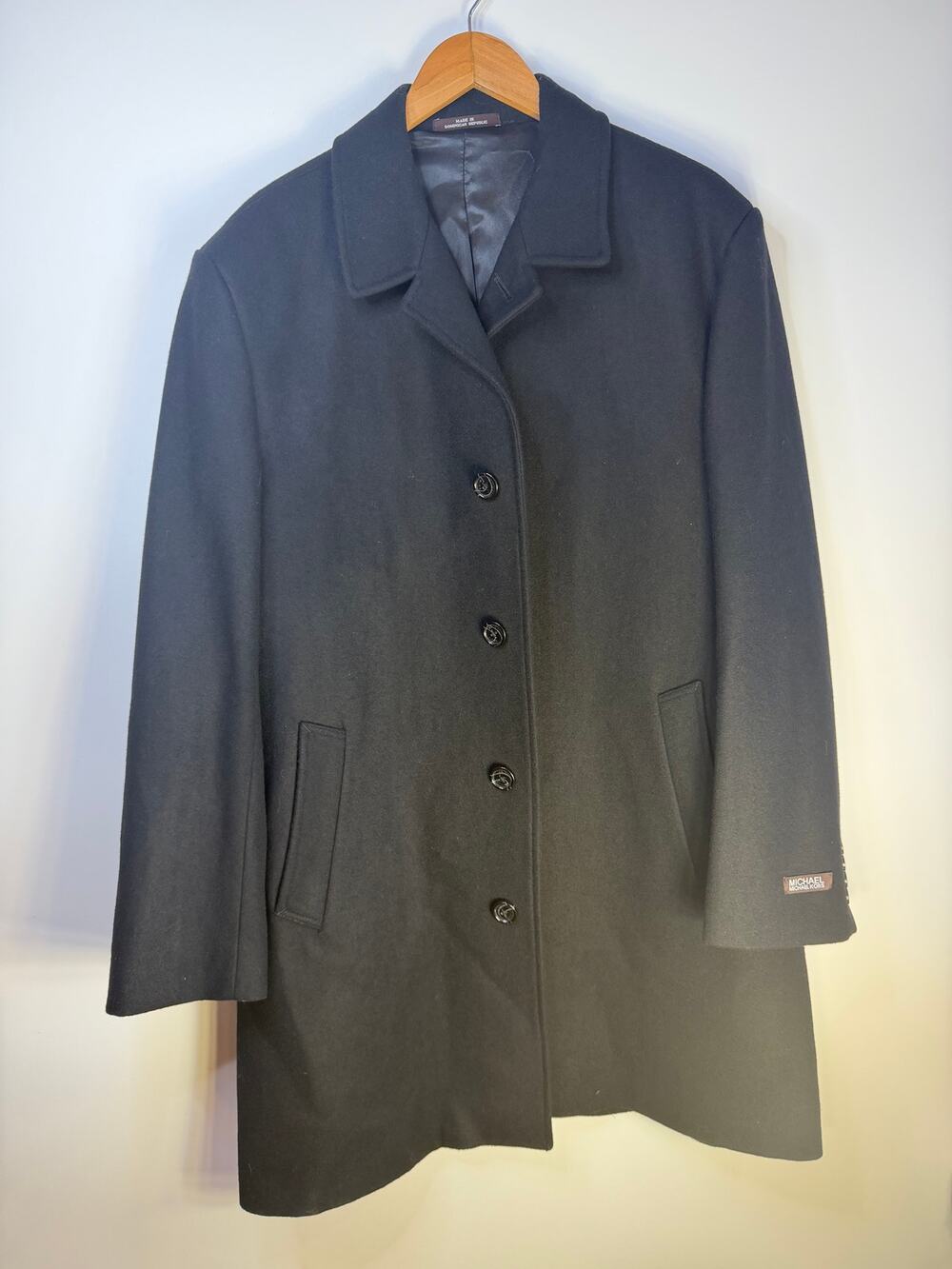 Michael Kors Men's Size 42R Black Single Breasted Overcoat